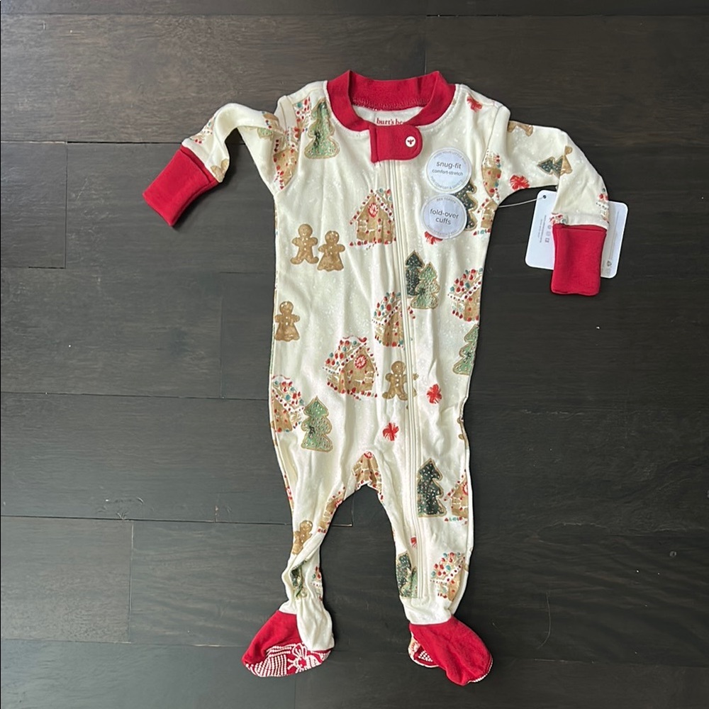 Burt's Bees Baby Red and Cream Footies One Piece